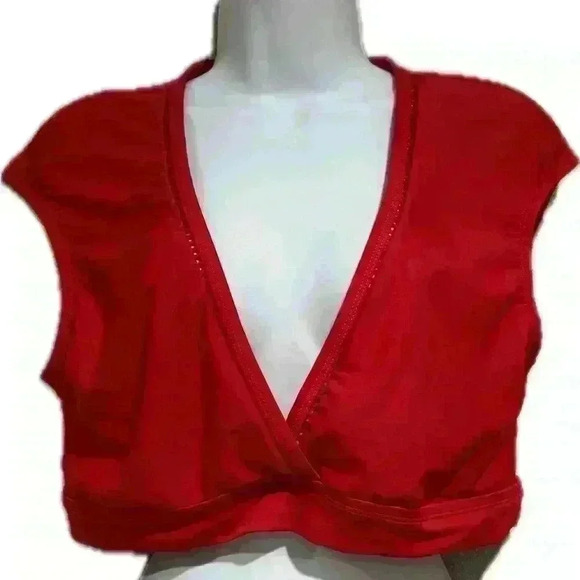 Bleu Rod Beattie Behind the Seams Cap Sleeve swim Top red size 14 pool beach - Picture 9 of 10